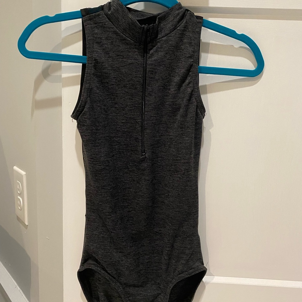 Front Zip Grey Leotard